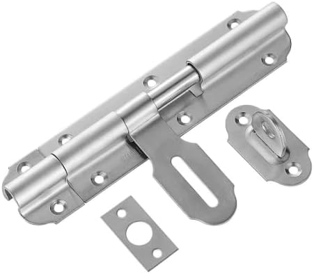 مزلاج برميل من الفولاذ المقاوم للصدأ لقفل بوابة باب المرآب الآمن باللون الفضي (13.5 سم * 4 سم)