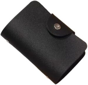 محفظة بطاقات الهوية (قطعة واحدة) - تتسع لـ 24 بطاقة (وجه وظهر)، مقاس 11 × 8 سم - أسود