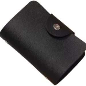 محفظة بطاقات الهوية (قطعة واحدة) - تتسع لـ 24 بطاقة (وجه وظهر)، مقاس 11 × 8 سم - أسود