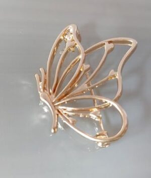 دبوس بروش بجناح فراشة مجوف أنيق للنساء (قطعة واحدة) | تصميم حديث وبسيط باللون الذهبي |