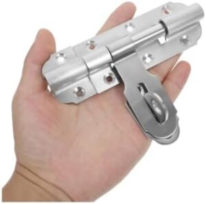 مزلاج برميل من الفولاذ المقاوم للصدأ لقفل بوابة باب المرآب الآمن باللون الفضي (13.5 سم * 4 سم)