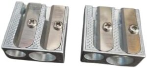 مبراة أقلام رصاص معدنية مزدوجة - فتحتان مثالية لأقلام الرصاص القياسية والجامبو، للمدارس والمكاتب والفنانين.