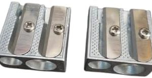 مبراة أقلام رصاص معدنية مزدوجة - فتحتان مثالية لأقلام الرصاص القياسية والجامبو، للمدارس والمكاتب والفنانين.