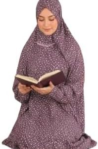 حجاب قطعة واحدة بنقشة زهور مربعة، مصنوع من القطن المريح