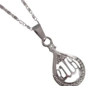 قلادة "ما شاء الله" للنساء متدلية بالخط الاسلامي مع كريستالات بطول 24 سم