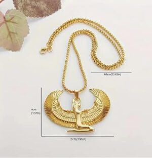 قلادة على شكل أجنحة إلهة مصرية قديمة، مجوهرات عصرية مميزة-B0G4JYJCFK