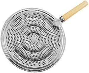 صفيحة توزيع حرارة MOVKZACV لموقد الغاز صفيحة حماية من اللهب مع مقبض خشبي،