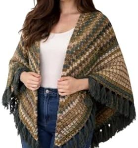 شال شتوي أنيق مزين بشراشيب أنيقة - قطعة دافئة وأنيقة واسعة للارتداء فوق الملابس