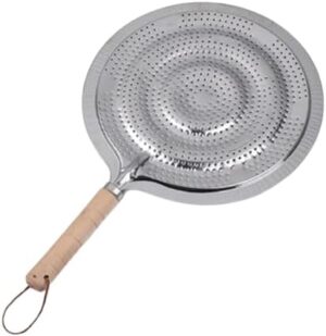 صفيحة توزيع حرارة MOVKZACV لموقد الغاز صفيحة حماية من اللهب مع مقبض خشبي،