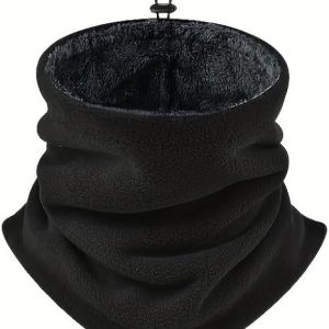 غطاء رقبة حراري مقاوم للرياح من MySouqEg، أسود اللون، مبطن بالفرو،
