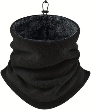 غطاء رقبة حراري مقاوم للرياح من MySouqEg، أسود اللون، مبطن بالفرو،