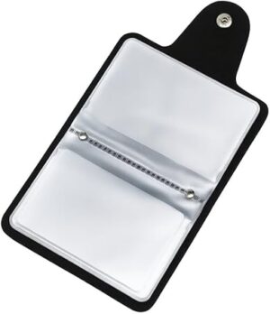 محفظة بطاقات الهوية (قطعة واحدة) - تتسع لـ 24 بطاقة (وجه وظهر)، مقاس 11 × 8 سم - أسود