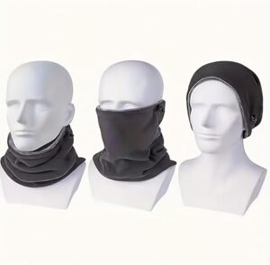 غطاء رقبة حراري مقاوم للرياح من MySouqEg، أسود اللون، مبطن بالفرو،