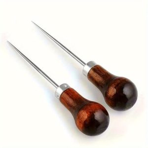 أداة ثقب يدوية من خشب الزان،مزودة بمخروط معدني ، ومقبض مريح بطول 11.51 سم،