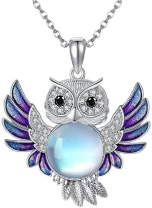 قلادة البومة الساحرة بحجر القمر-B0G648L1D5