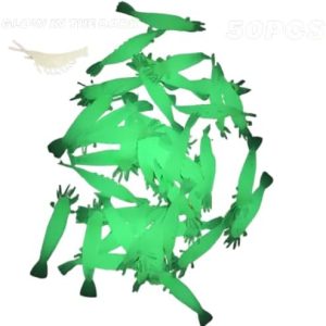 طُعم صيد روبيان مُضيء في الظلام، طُعم ناعم مُحاكي للصيد الليلي وصيد الأسماك في الجليد، 3 سم، طُعم واقعي ومرن، 50 قطعة