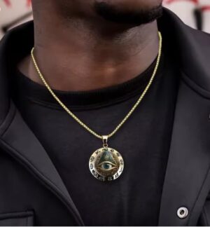 قلادة أنيقة على شكل عين مصرية مع سلسلة من سبائك ذهبية اللون - تصميم هيروغليفي معقد، مثالي لعيد الهالوين والكريسماس وأعياد الميلاد-B0G4JT5JXF