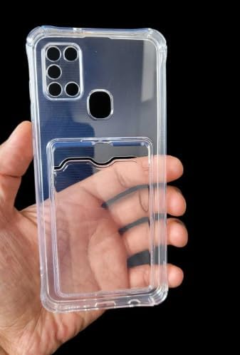 جراب خلفي سيليكون شفاف لهاتف M31 مزود بفتحة للبطاقات