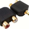 محول صوت من 3.5 ملم ذكر إلى 2 RCA أنثى،موزع ستيريو مطلي بالذهب للكمبيوتر والتلفزيون، موصل لوتس أحمر وأبيض