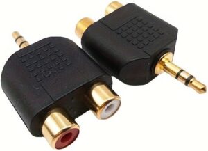 محول صوت من 3.5 ملم ذكر إلى 2 RCA أنثى،موزع ستيريو مطلي بالذهب للكمبيوتر والتلفزيون، موصل لوتس أحمر وأبيض
