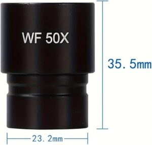 عدسة المجهر WF 50X - عدسة موضوعية عالية التكبير 16X/23.2 مم مع تكبير 50X، هيكل معدني متين وزجاج بصري للمختبر-B0G44PRRHV