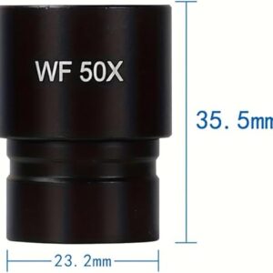 41et2WixbrL._AC_SY450_ عدسة المجهر WF 50X - عدسة موضوعية عالية التكبير 16X/23.2 مم مع تكبير 50X، هيكل معدني متين وزجاج بصري للمختبر-B0G44PRRHV