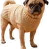 سترة كلاب كروشيه مصنوعة يدويًا بفتحات أرجل – بلوفر شتوي ناعم محبوك للحيوانات الأليفة محيط الرقبة (18~14) محيط الجسم (28~22)