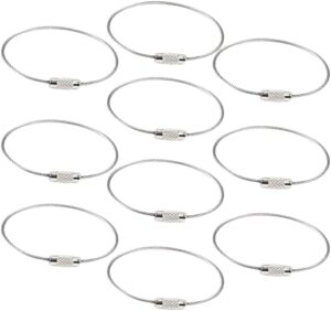 (10 قطع) كابل سلسلة مفاتيح سلكي قابل للفصل والتوصيل بقفل لولبي