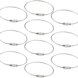 (10 قطع) كابل سلسلة مفاتيح سلكي قابل للفصل والتوصيل بقفل لولبي