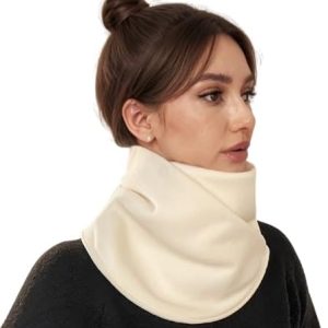وشاح تدفئة رقبة من الصوف السميك المُحسّن، غطاء رقبة ناعم مقاوم للرياح الشتوية مع إغلاق بأزرار،