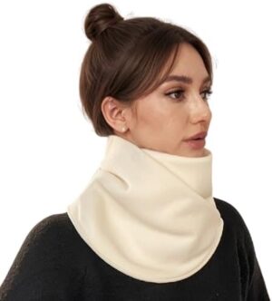 وشاح تدفئة رقبة من الصوف السميك المُحسّن، غطاء رقبة ناعم مقاوم للرياح الشتوية مع إغلاق بأزرار،