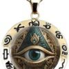 قلادة أنيقة على شكل عين مصرية مع سلسلة من سبائك ذهبية اللون - تصميم هيروغليفي معقد، مثالي لعيد الهالوين والكريسماس وأعياد الميلاد-B0G4JT5JXF