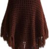شال كروشيه صناعة يدوية قياس 200 سم عرض و 100 سم طول (بني غامق)-B0G4MVG2DW