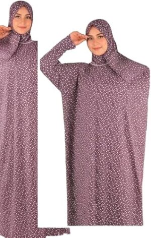 حجاب قطعة واحدة بنقشة زهور مربعة، مصنوع من القطن المريح