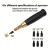 أداة ثقب الجلد قابلة للتعديل مع 6 رؤوس قابلة للتبديل،ثقب يدوية لأعمال الجلد، مقبض أسود