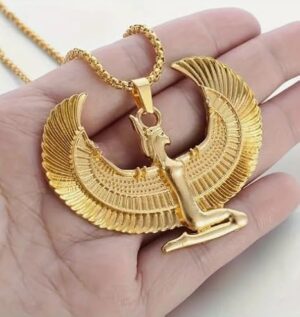 قلادة على شكل أجنحة إلهة مصرية قديمة، مجوهرات عصرية مميزة-B0G4JYJCFK
