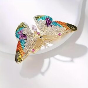 بروش مزخرف مرصع بأحجار الراين الكريستالية متعددة الألوان،بتصميم طاووس وفراشة،B0G6NP3NWB