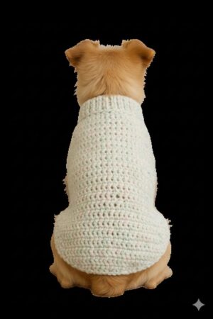 سترة كلاب كروشيه مصنوعة يدويًا بفتحات أرجل – بلوفر شتوي ناعم محبوك للحيوانات الأليفة محيط الرقبة (18~14) محيط الجسم (28~22)