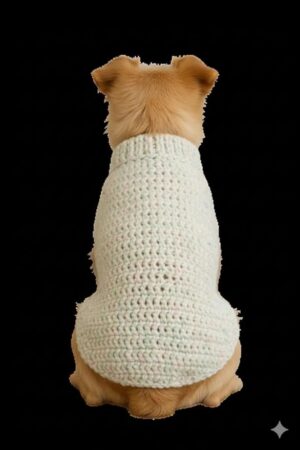 سترة كلاب كروشيه مصنوعة يدويًا بفتحات أرجل محيط الرقبة