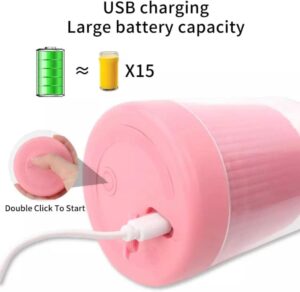 خلاط محمول شخصي، عصارة كهربائية محمولة، زجاجة لتحضير العصائر، خلاط صغير يعمل بالبطارية، 22 سم