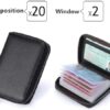 محفظة بطاقات من جلد البولي يوريثان بسحاب، 20 فتحة لتنظيم بطاقات الائتمان