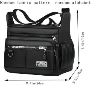 حقيبة كتف احترافية حقيبة كروسبودي متعددة الجيوب، سوداء اللون، مصنوعة من النايلون المقاوم للماء