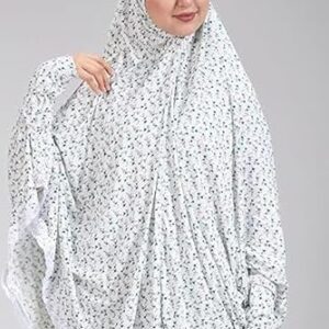 51JLOQEQroL._AC_SY500_ طقم خمار وتنورة صلاة نسائي - قطن وليكرا مريح وخفيف الوزن - مناسب للصلاة، مقاس واحد