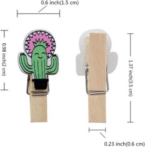 مجموعة مشابك صور خشبية لطيفة على شكل قطة محبة مع خيط - مشابك زخرفية للصور والملاحظات والأعمال اليدوية - لون عشوائي