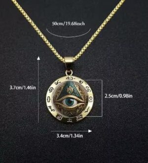 قلادة أنيقة على شكل عين مصرية مع سلسلة من سبائك ذهبية اللون - تصميم هيروغليفي معقد، مثالي لعيد الهالوين والكريسماس وأعياد الميلاد-B0G4JT5JXF
