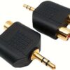 محول صوت من 3.5 ملم ذكر إلى 2 RCA أنثى،موزع ستيريو مطلي بالذهب للكمبيوتر والتلفزيون، موصل لوتس أحمر وأبيض