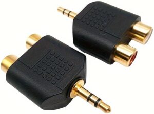 محول صوت من 3.5 ملم ذكر إلى 2 RCA أنثى،موزع ستيريو مطلي بالذهب للكمبيوتر والتلفزيون، موصل لوتس أحمر وأبيض