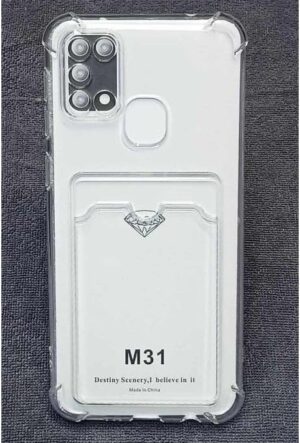 جراب خلفي سيليكون شفاف لهاتف M31 مزود بفتحة للبطاقات