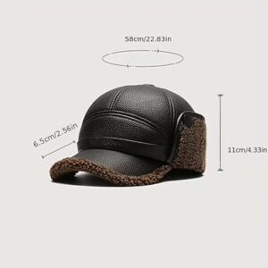 قبعة رجالية من الجلد الصناعي بتصميم صياد مع أغطية للأذنين قبعة شتوية مبطنة بصوف دافئ