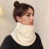 وشاح تدفئة رقبة من الصوف السميك المُحسّن، غطاء رقبة ناعم مقاوم للرياح الشتوية مع إغلاق بأزرار،